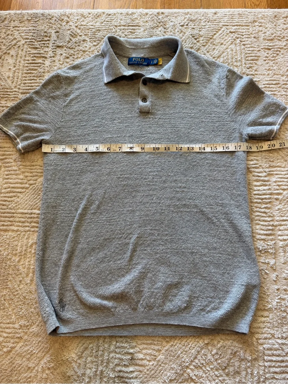 Polo Ralph Lauren Gray Cotton Linen Knit Polo Shirt Men’s Small